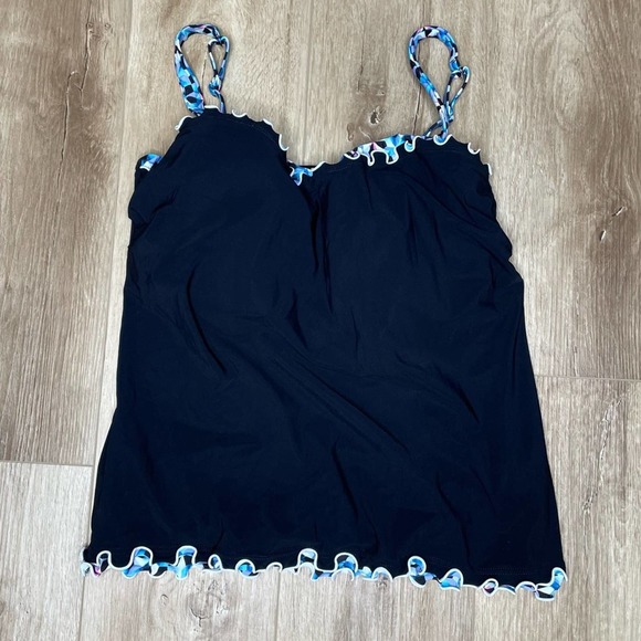 Profile by Gottex Women's Pinwheel Scoop Neck Shirred Underwire Tankini Swim Top - Picture 2 of 4